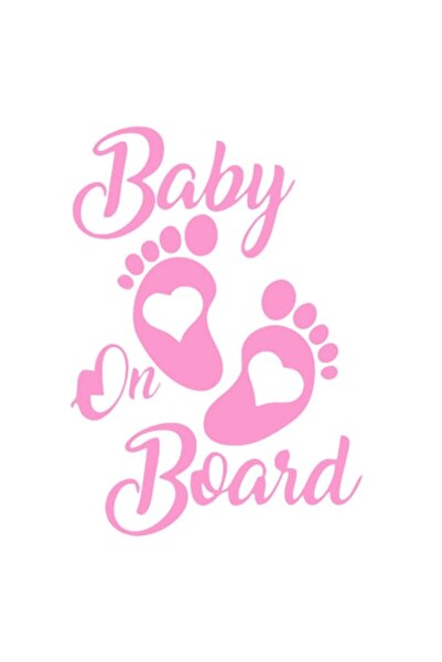 OEM Autocolant decorativ auto  "BEBE LA BORD ", cu inimă, 10cm, Roz