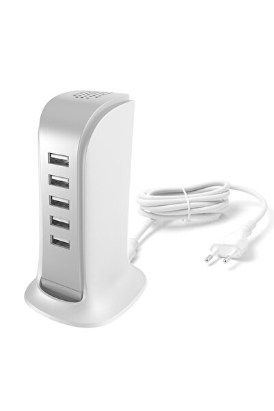 DUDAO Încărcător USB A5EU 25W cu 5 porturi, alb