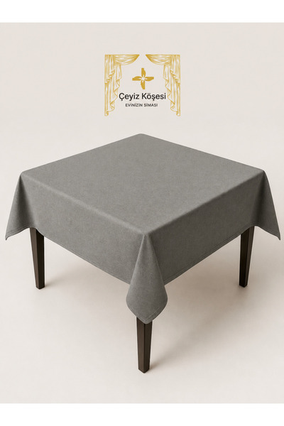 çeyizköşesi مفرش طاولة ألعاب أوكي مخمل 140x140 رمادي