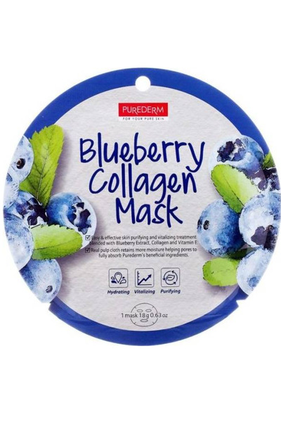 Purederm Blueberry Collagen Mask Sheet Face Mask with Blueberry & Collagen 18g