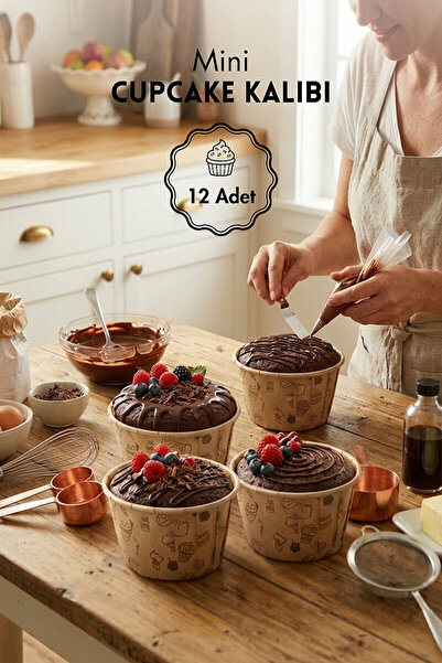 Bimotif 12li Kraft Kağıt Cupcake Kalıbı, Kek Kapsülü, Muffin Cupcake Kalıbı, ...