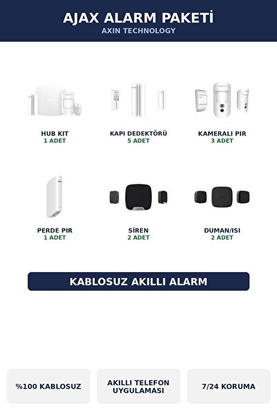 Ajax Kablosuz Akıllı Alarm Seti Villa Plus Paket Tam Koruma