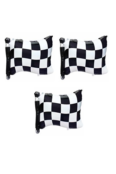 BEST PARTİ Best Flag Shaped Racing Checkered Foil Balloon 3 Pieces