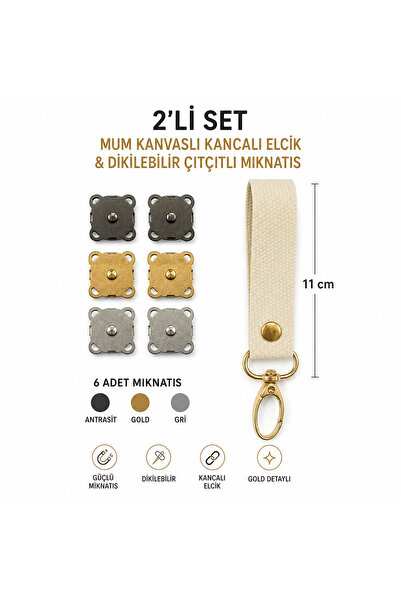 Generic Brand Bag Accessory with Magnetic Fasteners (6 Pieces) (3 Colors)