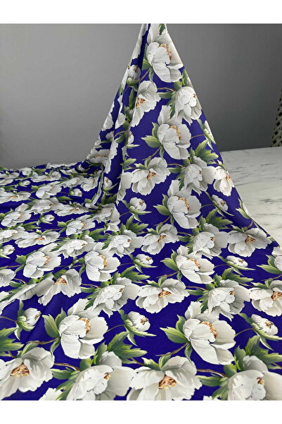 ipekkumaş White rose digital print crepe fabric