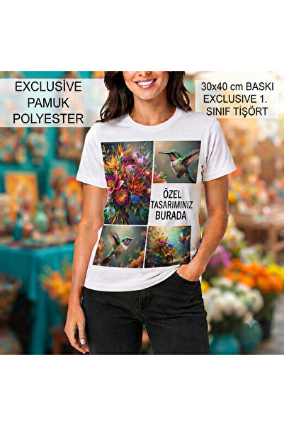 best hediye Lüx Exclusive Cotton Polyester T-Shirt with 30X40 Print