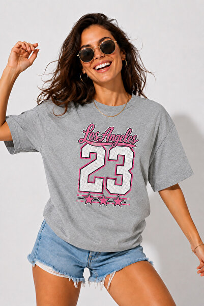 Lizbon Style Women's Oversize 100% Cotton Los Angeles Printed Comfortable Fit...