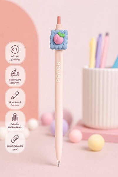 Zizu Meyve Figürlü Pastel Renkli 0.7 Uçlu Kalem- Şeftali, Havuç, Üzüm, Ananas...