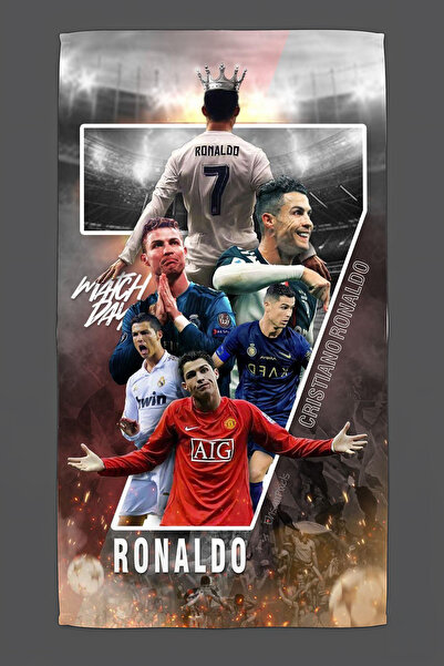 Halura Ronaldo Cr7 Desenli Dijital Baskılı 45x90 Spor Havlusu | Yumuşak Premi...