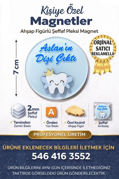 reklamella Diş Buğdayı Perisi Temalı Figürlü Yuvarlak Doğum Günü Magneti Orga...