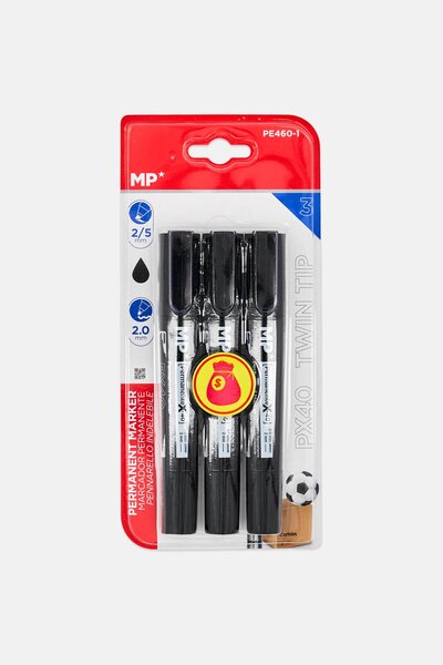 Main Paper 3 Pieces Permanent Marker Pen, Black