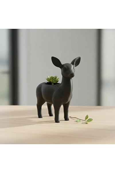 OEM Ghiveci decorativ Caprioara pentru plante mici, imprimat 3D - Negru compo...