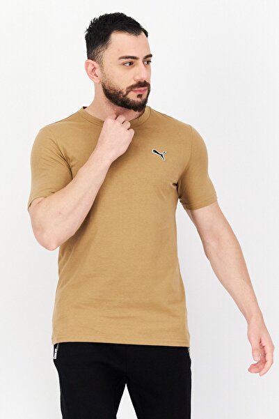 Puma Men Sportswear Fit Brand Logo Training T Shirt, Tan