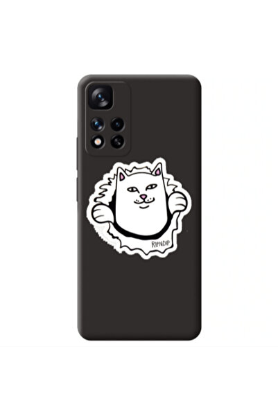 Other Xiaomi Redmi Note 11 Pro 5G White cat Black Colored Silicone TPU Θήκη