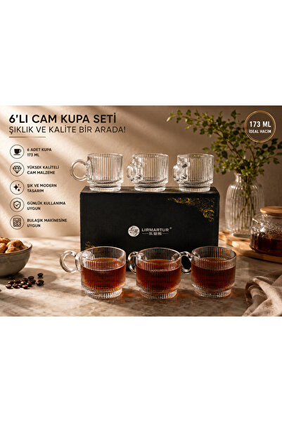 Genel Markalar 6lı CAM KUPA BARDAK ÇİZGİLİ