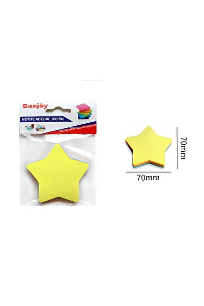 idei Set Notite Adezive Multicolore Fluorescente Formă Stea, 100 File cu Adez...
