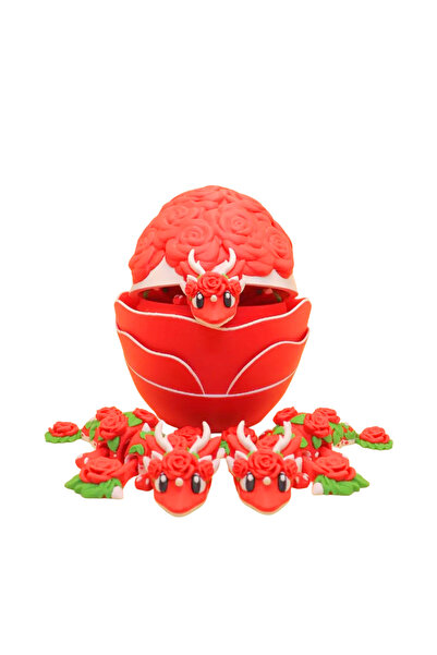 Eva Prints Set Ou Floare Trandafiri cu Mini Dragon Articulat, Figurina Fantas...