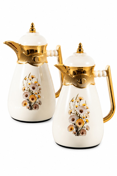 Urbanza Luxury Floral Vacuum Insulated Thermos Jug 1L Hot & Cold Coffee Tea F...