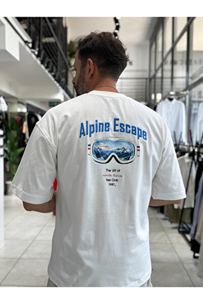 BYBASICMAN White Alpine Embroidered Oversize T-Shirt Res-1131