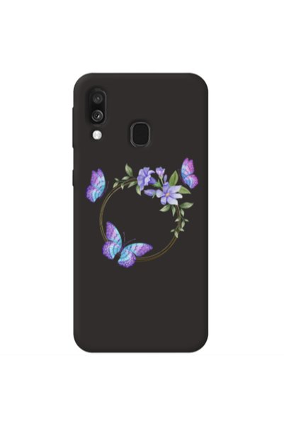 Other Samsung A40 Butterfly on the ring Black Colored Silicone TPU Θήκη