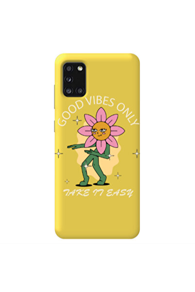 Other Samsung A31 Good Vibes Only Yellow Colored Silicone TPU Θήκη