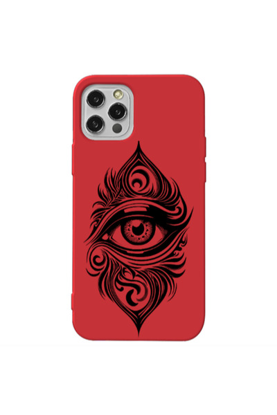 Other Apple iPhone 12 Pro Max Eye patterned drawing Red Colored Silicone TPU ...