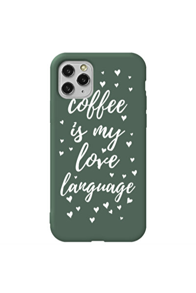 Other Apple iPhone 11 Pro Coffe is my love language Dark Green Colored Silico...