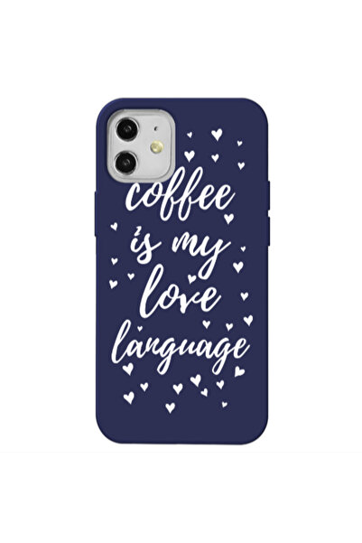 Other Apple iPhone 12 Coffe is my love language Dark blue Colored Silicone TP...