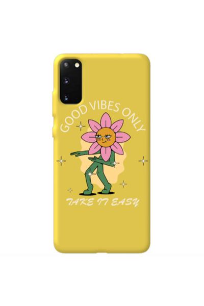 Other Samsung S20 Good Vibes Only Yellow Colored Silicone TPU Θήκη