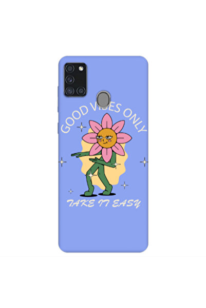 Other Samsung A21S Good Vibes Only Light Purple Colored Silicone TPU Θήκη