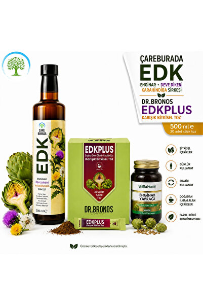 Çare Burada ÇareBurada EDK Sirke 500 ml & Dr. Bronos EDK Bitkisel Toz 30 Stic...