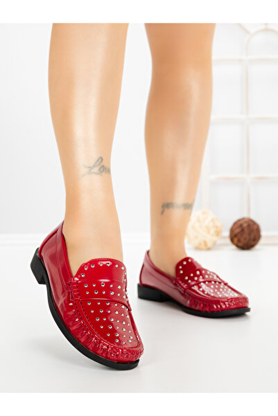 CM Pantofi casual dama rosii din piele ecologica Rivena