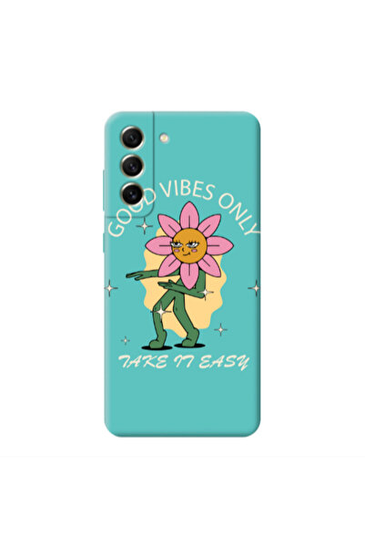 Other Samsung S21 PLUS Good Vibes Only Turquoise Colored Silicone TPU Θήκη