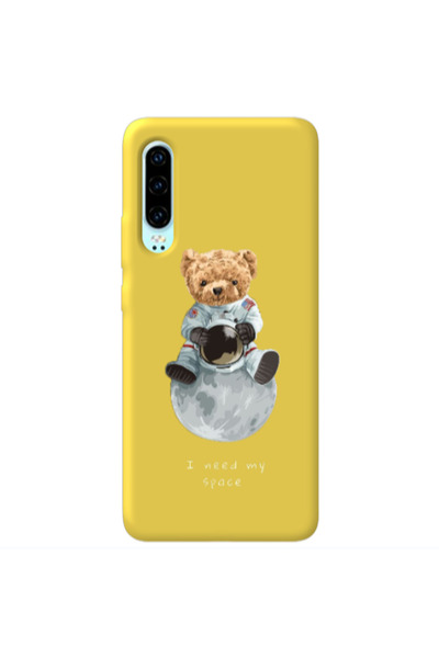 Other Huawei P30 Bear in space Yellow Colored Silicone TPU Θήκη