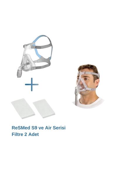Resmed Quattro Air Tam Yüz CPAP Maskesi (Large Boy) +ResMed S9 ve Air Serisi ...