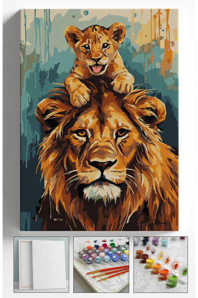 Akihabara Sayılarla Boyama Seti Numaralı Tuval Fırça Boya 40x50 Cm - ASLAN VE...