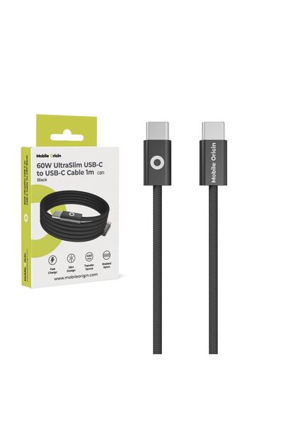 Mobile Origin CB11 Υπέρλεπτο Καλώδιο USB-C σε USB-C 60W 1μ Μαύρο