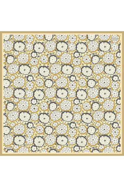 Levidor Yellow Daisy Pattern Twill Silk Scarf
