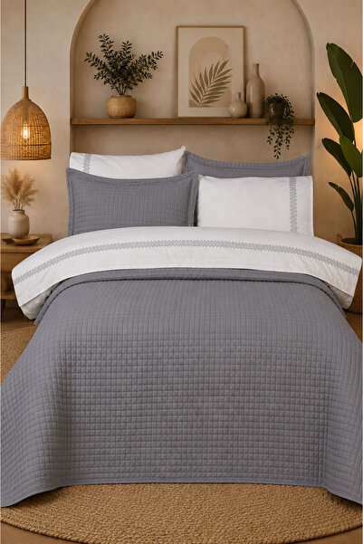 Bella Home طقم زفاف سونيا 7 قطع |   غطاء سرير، غطاء لحاف قطني، طقم ملاءات وأغ...