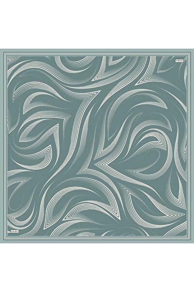 Levidor Mint Green Soft Wave Patterned Twill Silk Scarf