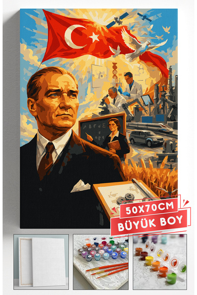 Akihabara Sayılarla Boyama Hobi Seti Çerçeveli Numaralı Tuval Fırça Boya Dahi...