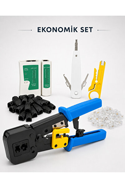 MVLH Ekonomik Set - RJ45 RJ11 Ağ Kurulum Krimp Pense - Kablo Test Cihazı + Mi...