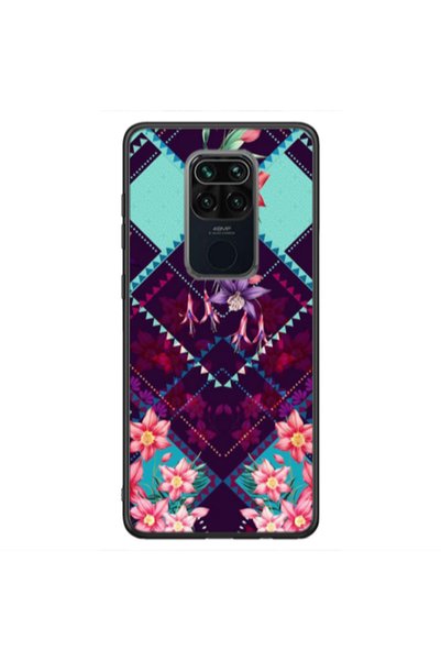 Other Xiaomi Redmi Note 9 Checkered flowers Black Glossy Θήκη