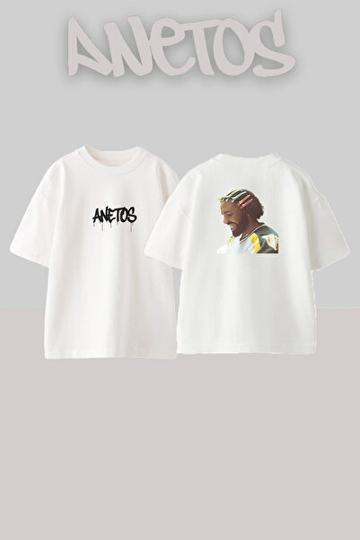 Anetos Λευκό μπλουζάκι με σχέδιο Drake Hair Clips, τυπωμένο, unisex, oversize