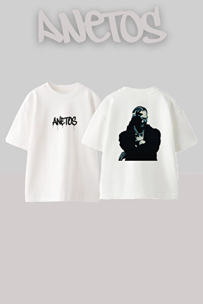 Anetos Pop Smoke Design Printed Unisex Oversize White Tshirt