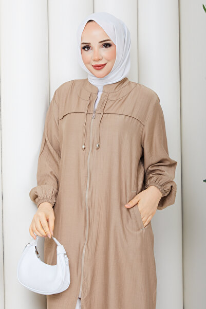 Pamuk Butik Women's Plus Size Judge Collar Fleto Pocket Cap