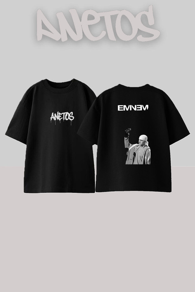 Anetos Eminem Rapper_6 Design Printed Unisex Oversize Black Tshirt