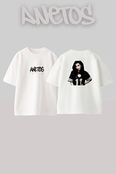 Anetos Cardi B_3 Design Printed Unisex Oversize Fit White Tshirt