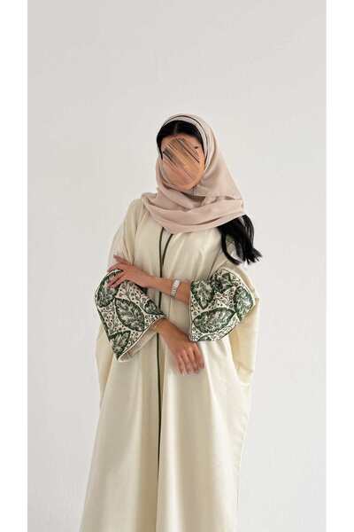 AYA Mw2169 - Abaya in Nain Niche Fabric with Exclusive Embroidered Sleeves