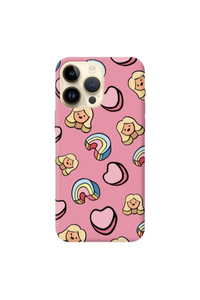 Other Apple iPhone 13 Pro Max Girl rainbow and hearts Pink Colored Silicone T...